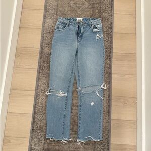 ROLLA'S Light Blue Distressed Straight-Leg Jeans